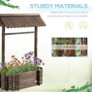 Wishing Well Planter, Wooden Raised Garden Bed, Ornamental Outdoor Flower Planter For Outdoor Garden - Image 7