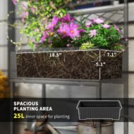 Outdoor Wicker Planter With Trellis For Climbing Plants, Freestanding Rattan Garden Box With Storage Shelf, Black - Image 3