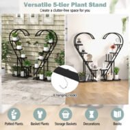 5 Tier Metal Plant Stand With Hanging Hook For Multiple Plants - Image 6