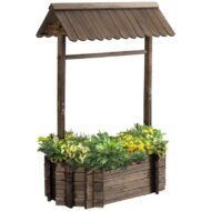 Wishing Well Planter, Wooden Raised Garden Bed, Ornamental Outdoor Flower Planter For Outdoor Garden - Image 6