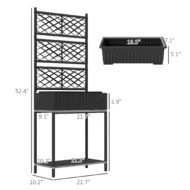 Outdoor Wicker Planter With Trellis For Climbing Plants, Freestanding Rattan Garden Box With Storage Shelf, Black - Image 6