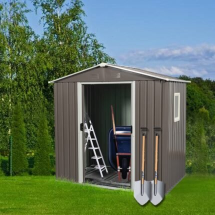 6ft X 5ft Outdoor Metal Storage Shed Gray With Window