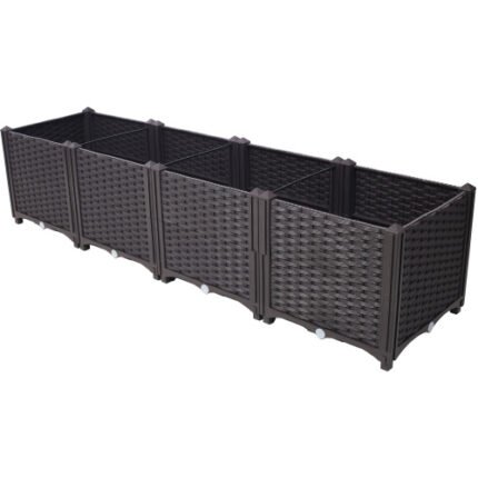 Deep Raised Garden Bed Plastic Planter Boxes For Vegetables Flowers Herbs And Succulents,Self-Watering Planter Box Raised Bed To Grow Flowers, Herbs & Vegetables, 63 L X 15.7D X 14.7 H