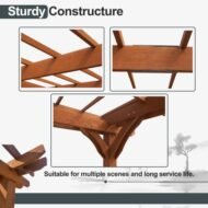 12 X 16 Outdoor Gazebo Wooden Grape Pergola For Climbing Plant Support, Garden, Terrace, Backyard, Deck, Brown - Image 5