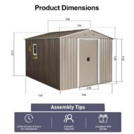 10ft X 8ft Outdoor Metal Storage Shed With Metal Floor Base,with Window,Grey - Image 10