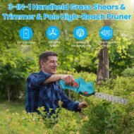 1Set Pole Mini Hedge Trimmer And Grass Shear Electric Cordless Handheld Hedge Trimmer With 90Degree Rotatable Head Telescopic Extension Pole Gloves Goggles 2Pcs 21V Batteries - Image 4