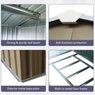 10ft X 8ft Outdoor Metal Storage Shed With Metal Floor Base,with Window,Grey - Image 2