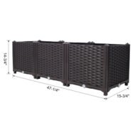 Deep Raised Garden Bed Plastic Planter Boxes For Vegetables Flowers Herbs And Succulents,Self-Watering Planter Box Raised Bed To Grow Flowers, Herbs & Vegetables, 47.2 L X 15.7 D X 14.7 H - Image 9