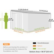 Outsunny Garden Metal Storage Shed Outdoor Metal Tool House With Double Sliding Doors And 2 Air Vents, 11.3x9.2ft, Green - Image 4