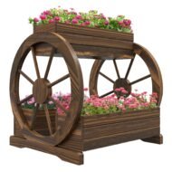 Wooden Wagon Planter Box, 3-Tier Raised Garden Bed, For Vegetables Flowers Herbs