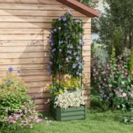 Outsunny Galvanized Raised Garden Bed, 24 X 24 X 11.75 Outdoor Planter Box With Trellis Tomato Cage And Open Bottom For Climbing Vines, Vegetables, Flowers In Backyard, Garden, Patio, Green - Image 9