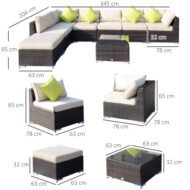 Outsunny 8 Pieces PE Rattan Corner Sofa Set With Thick Cushions, Aluminium Outdoor Rattan Garden Furniture Set With Glass Top Table, No Assembly Required, Mixed Brown - Image 7