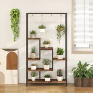 6-Tier Tall Plant Stand 71 Inch Metal Indoor Plant Shelf With 10 Hanging Hooks - Image 7