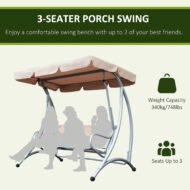 Outdoor Swing Chair Bench With Stand And Adjustable Canopy Porch Swing For Patio Garden - Image 5