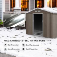 Outsunny 9 X 6ft Steel Garden Shed, Outdoor Storage Tool House With Vents, Foundation And Lockable Double Doors, Brown - Image 4