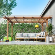 12 X 10 FT Outdoor Wood Pergola, Wooden Grape Pergola For Climbing Plant Support For Garden, Patio, Backyard, Deck, Brown - Image 3