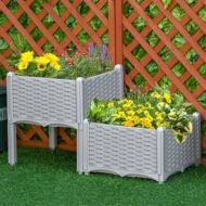 Outsunny 2 Piece Raised Garden Bed With Legs, Self-Watering Planter Box Raised Bed To Grow Flowers, Herbs  Vegetables, Gray