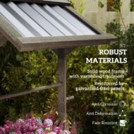 Wooden Wishing Well Planter, Raised Garden Bed With Galvanized Canopy, Hexagon Raised Flower Bed For Garden, Light Gray - Image 3