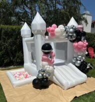 White Bounce House, Castle Theme Kids Inflatable Trampoline With UL Blower, Durable And Easy To Set Up, Safe And Fun For Active Kids--Selling On Amazon Is Prohibited - Image 2