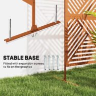 Decorative Privacy Fence Screen, Metal Outdoor Privacy Screen Climbing Plant Trellis With Stand, Rhombus Brown - Image 4