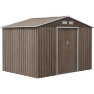 Outsunny 9 X 6ft Steel Garden Shed, Outdoor Storage Tool House With Vents, Foundation And Lockable Double Doors, Brown - Image 8