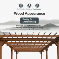 12 X 16 Outdoor Gazebo Wooden Grape Pergola For Climbing Plant Support, Garden, Terrace, Backyard, Deck, Brown - Image 6