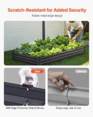 Metal Raised Garden Bed 8x4x1 Ft Outdoor Galvanized Planter Box Dark Gray - Image 4