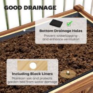Raised Garden Bed, 47 X 22 X 31.5 In Elevated Wood Planter Box With Storage Shelf, Drainage Holes And Liner, Carbonized - Image 3