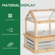 Outsunny Raised Garden Bed With Polycarbonate Greenhouse, Wooden Garden Cold Frame Greenhouse, Flower Planter Protection, 48 X 24 X 32, Natural - Image 4