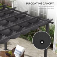 Outsunny 3 X 3m Aluminium Pergola, With Retractable Roof - Dark Grey - Image 2