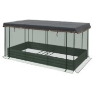 Galvanized Steel Planter Box With Crop Cage And Shade Cloth, Raised Garden Bed For Flowers, Veggies And Herbs, Gray - Image 9
