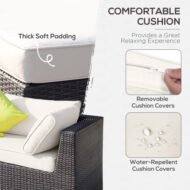 Outsunny 8 Pieces PE Rattan Corner Sofa Set With Thick Cushions, Aluminium Outdoor Rattan Garden Furniture Set With Glass Top Table, No Assembly Required, Mixed Brown - Image 2