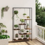 6-Tier Tall Plant Stand 71 Inch Metal Indoor Plant Shelf With 10 Hanging Hooks