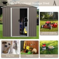 6ft X 5ft Outdoor Metal Storage Shed Gray With Window - Image 8