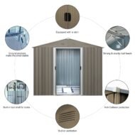 10ft X 8ft Outdoor Metal Storage Shed With Metal Floor Base,with Window,Grey - Image 7